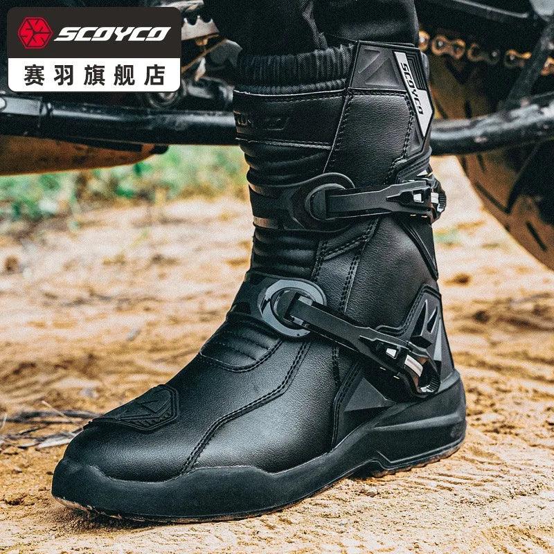 Scoyco Enduro Motorcycle Boots Man Waterproof Motorcyclist Shoes Brown Leather Motocross Boots Anti-slip Motorcycle Accessories - RPM Rivals