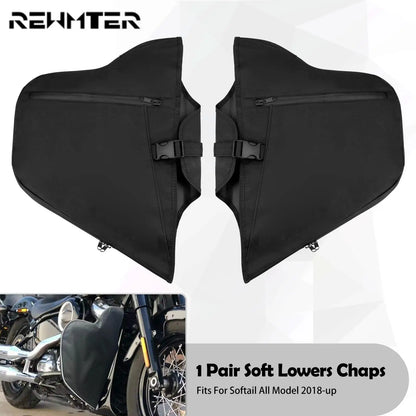 Motorcycle Leg Warmer Chaps Soft Lowers Engine Guard Bags Waterproof Black For Harley Softail Slim Fat Boy FXDB Breakout 2018-23 - RPM Rivals