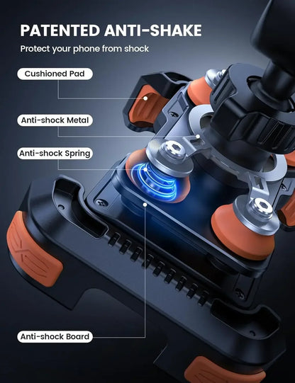 Dual Vibration Dampener-Anti Shake Motorcycle Cell Phone Holder, Fit IPhone 15/14/ 13 Pro Max, More 4.7-6.7" Phones