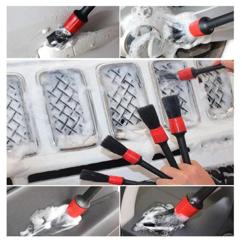 Car Wash Kit Car Detailing Brush Mixed Fiber Plastic Handle Automotive Detail Brushes for Cleaning Wheels Engine Interior - RPM Rivals
