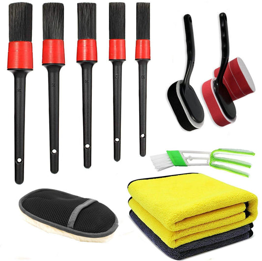 Car Wash Kit Car Detailing Brush Mixed Fiber Plastic Handle Automotive Detail Brushes for Cleaning Wheels Engine Interior - RPM Rivals