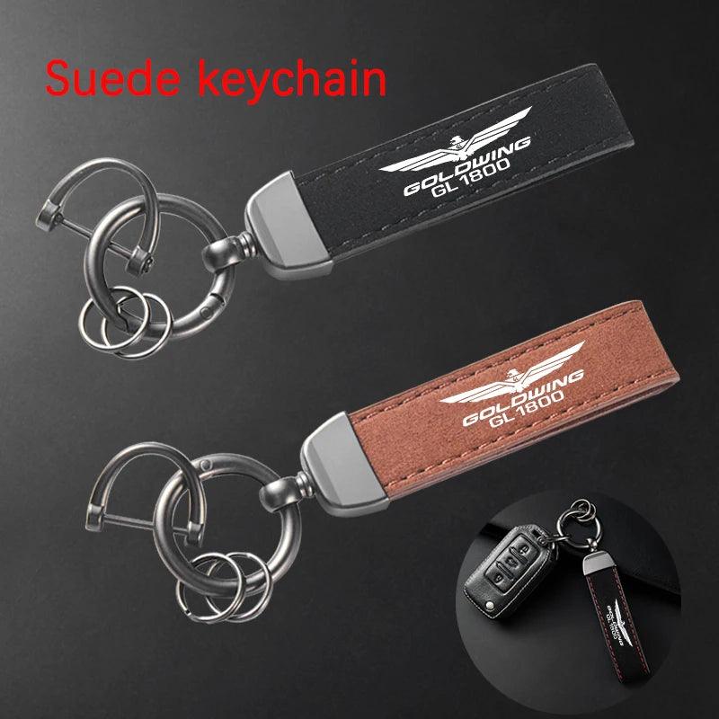 High-Grade Leather Suede Keychain Motorcycle Key Ring HONDA Goldwing 1800 GL1800 - RPM Rivals