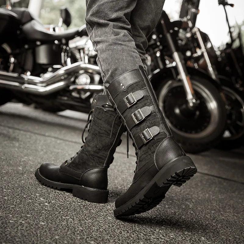 Men's Cowboy Boots High Top Inner Heightening Boots High Military Boots Plus Size Shoes Casual Sneakers Motorcycle Boots - RPM Rivals