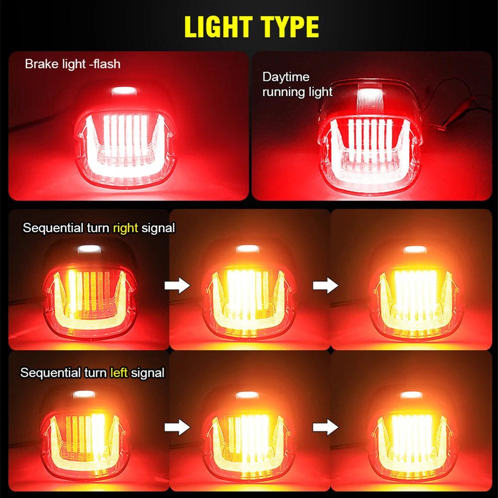 For Harley Davidson Motorcycle LED Rear Brake Tail Light Turn Signal For Harley Sportster Dyna Softail Touring Road Glide Fatboy