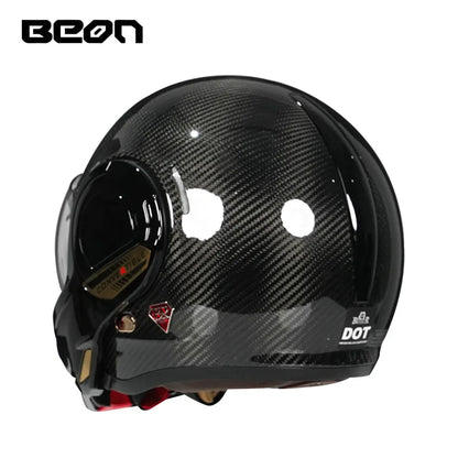 Motorcycle riding carbon fiber helmet Full helmet backflip helmet Motorcycle racing double lens Four season men - Beon