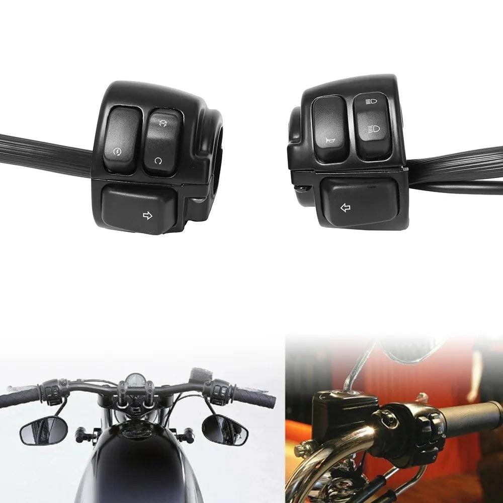 Motorcycle 1"25mm Handlebar Turn Signal Control Light Switch Black For Sportster XL 1200 883 Iron Dyna Softail FL V-Rod - RPM Rivals