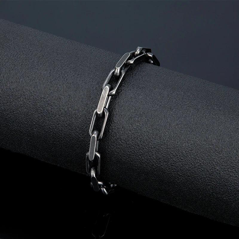 MKENDN Vintage Oxidized Black Chain Link Men Bracelet Punk Stainless Steel Motorcycle Bracelets Male Jewelry Accessories Gifts - RPM Rivals