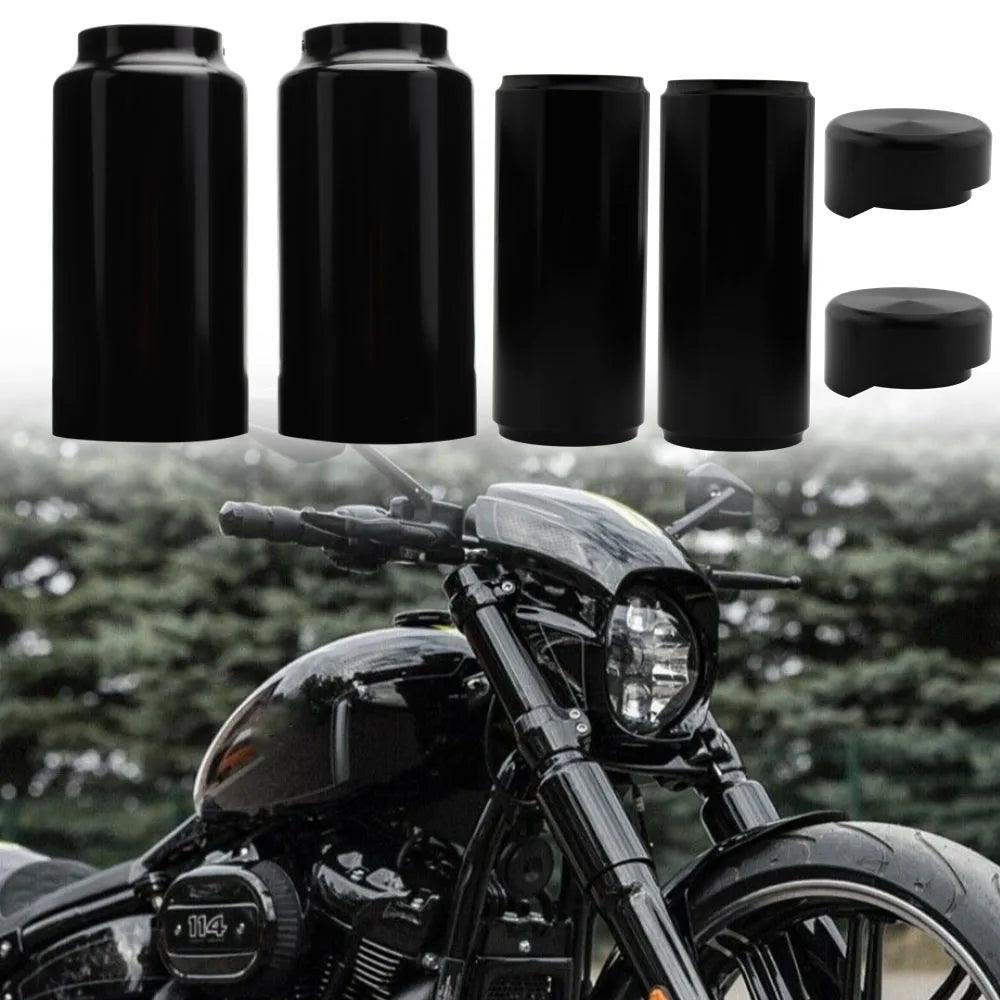 6Pcs Black Fork Boot Covers Tube Cap Kit For Harley Softail Breakout FXBR FXBRS 18+ - RPM Rivals