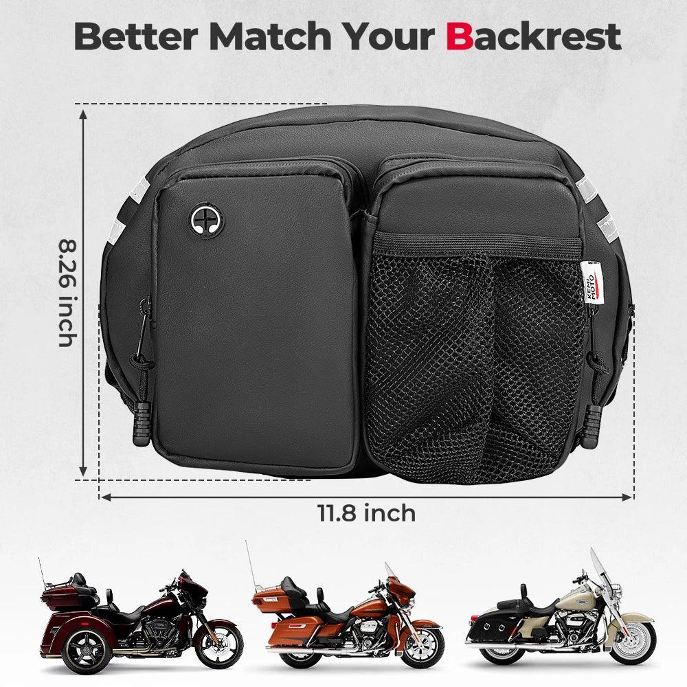 Motorcycle Backrest Bag Driver Backrest Tour Pack Organizer Sissy Bar Bag for Touring Softail CVO Rider Back Rest Seat Pocket - RPM Rivals