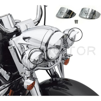 Black And Chrome Motorcycle Parts Skull Turn Signal Visors For Harley Davidson 86-92 FXRT/86-90 FLST/88-17 FLSTC/94-17 FLHR