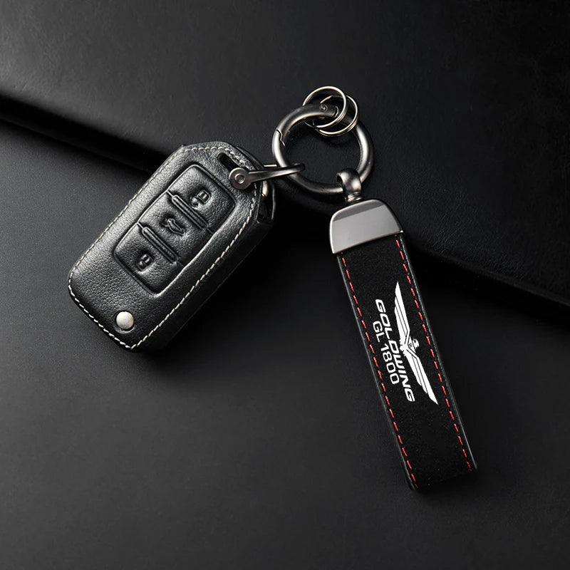 High-Grade Leather Suede Keychain Motorcycle Key Ring HONDA Goldwing 1800 GL1800 - RPM Rivals
