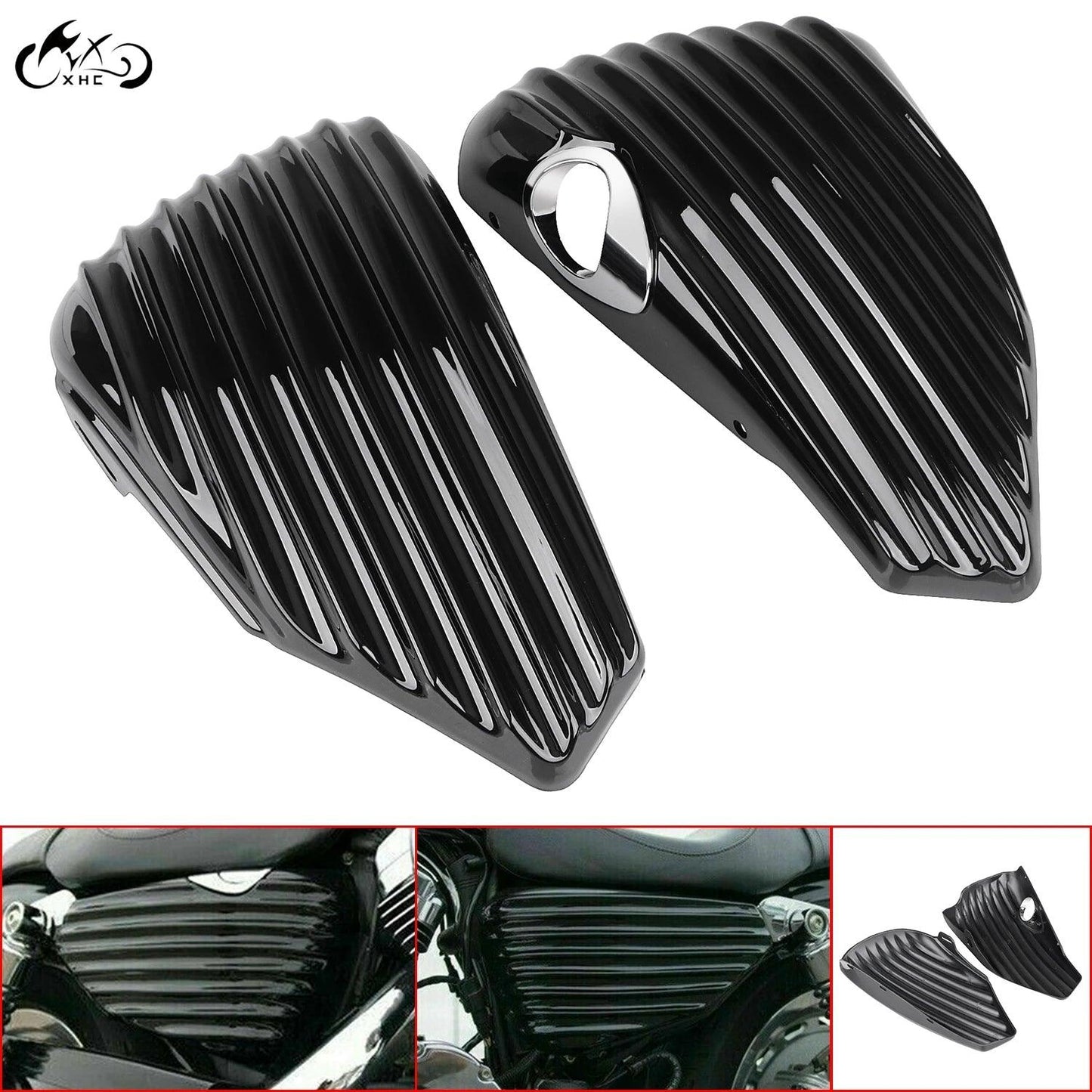 Black Side Battery Oil Tank Cover For Harley Sportster XL1200 883 Seventy Two XL1200V Forty Eight XL1200X Iron 883 XL883N - RPM Rivals