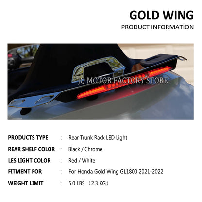 NEW For Honda Goldwing GOLD WING GL 1800 GL1800 B DA TOUR 2021 2022 - Motorcycle Rear Top Box Shelf Trunk Luggage Rack LED Light