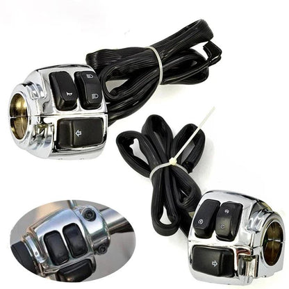 Motorcycle 25mm Handlebar Control Switch Horn Turn Signal Headlight Electric Start Switch Connector Push Button Assembly Harley - RPM Rivals