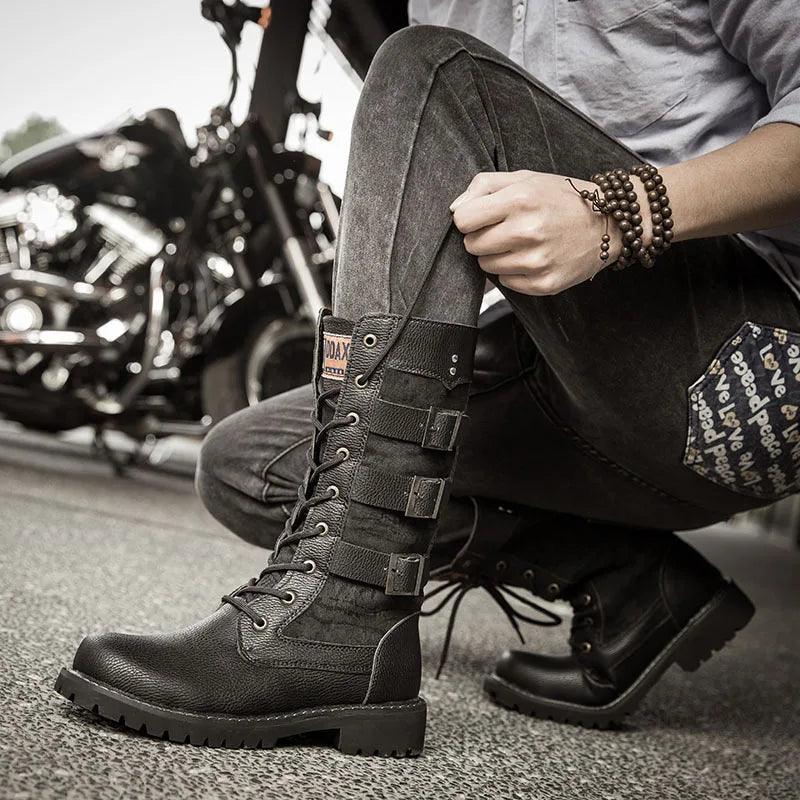 Men's Cowboy Boots High Top Inner Heightening Boots High Military Boots Plus Size Shoes Casual Sneakers Motorcycle Boots - RPM Rivals