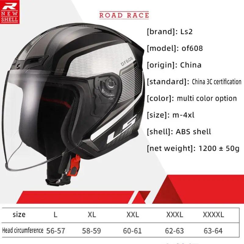 LS2 Original Motorcycle Helmet Men Lightweight Moto Biker Open Face Helmet Motorcyclist Helmet Motorcycle Accessories OF608 - RPM Rivals