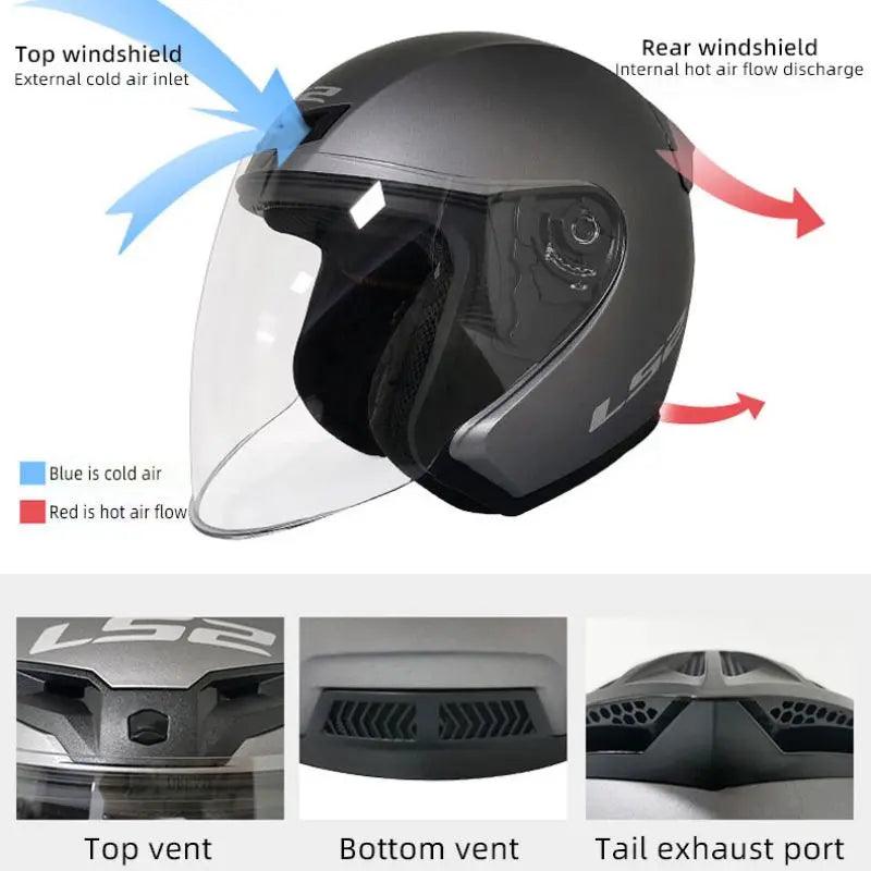 LS2 Original Motorcycle Helmet Men Lightweight Moto Biker Open Face Helmet Motorcyclist Helmet Motorcycle Accessories OF608 - RPM Rivals