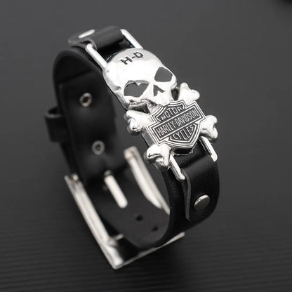 Vintage Classic Gothic Leather Woven Skull Bracelet Fashion