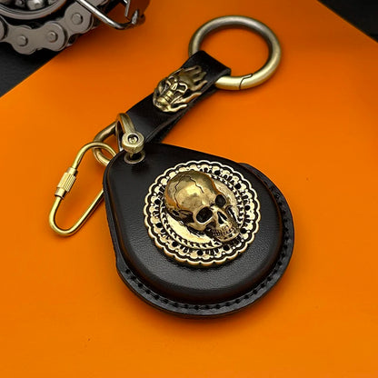 Smart Key Genuine Leather Case Fob Cover For Harley Davidson Motorcycles Keychains Pure Brass Modifications