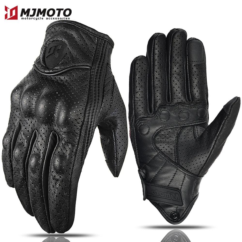 Motorcycle Gloves Summer Leather Motocross Glove Men Women Retro Biker Cycling Motorcyclist Protected Goatskin Mtb Cycling Glove - RPM Rivals