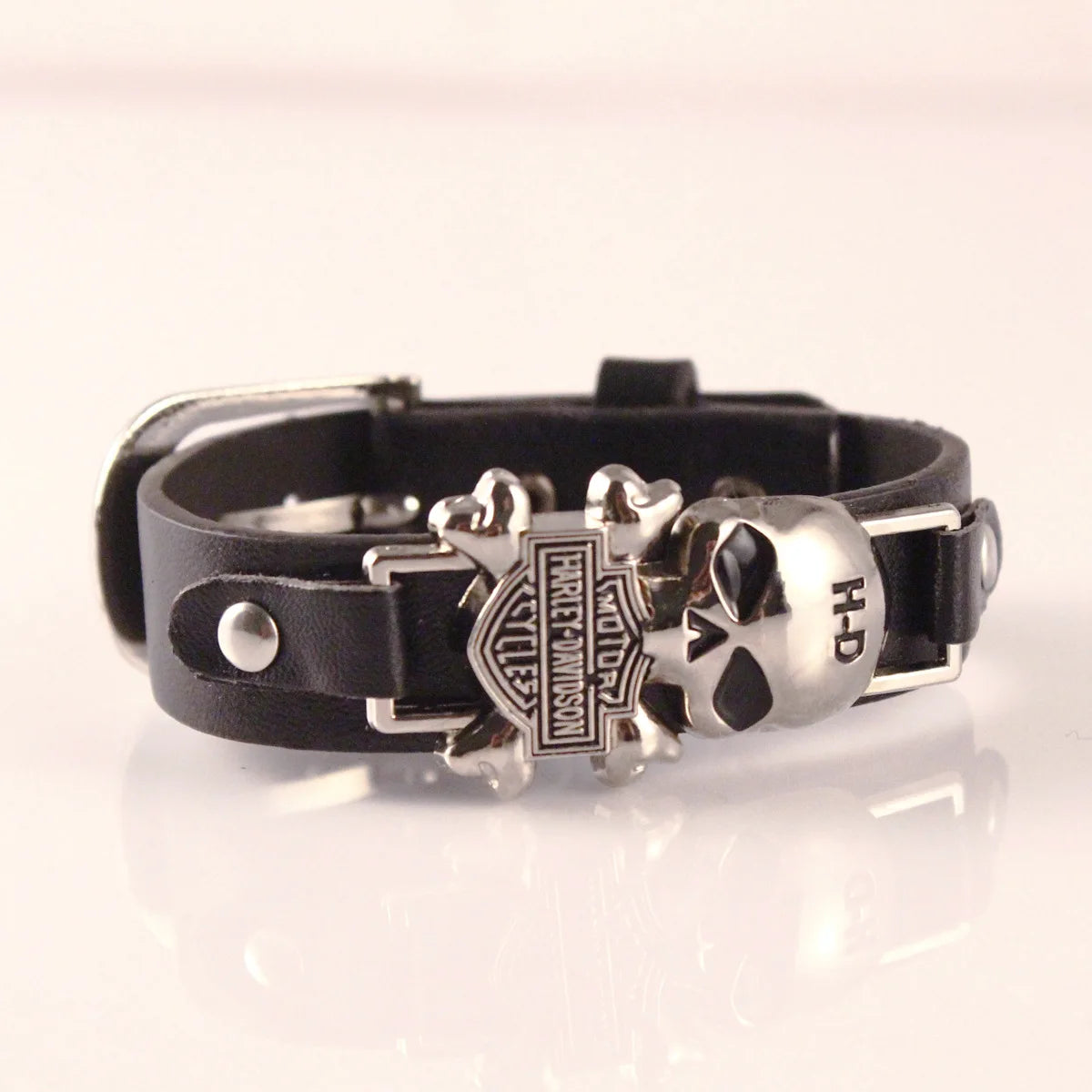 Vintage Classic Gothic Leather Woven Skull Bracelet Fashion