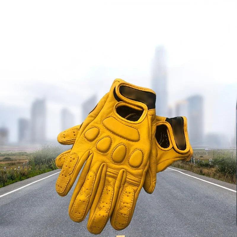 Retro Sheepskin Breathable Leather Motorcycle Gloves Racing Gloves Men's Motocross Winter&Summer Gloves Full/Half-finger Gloves - RPM Rivals