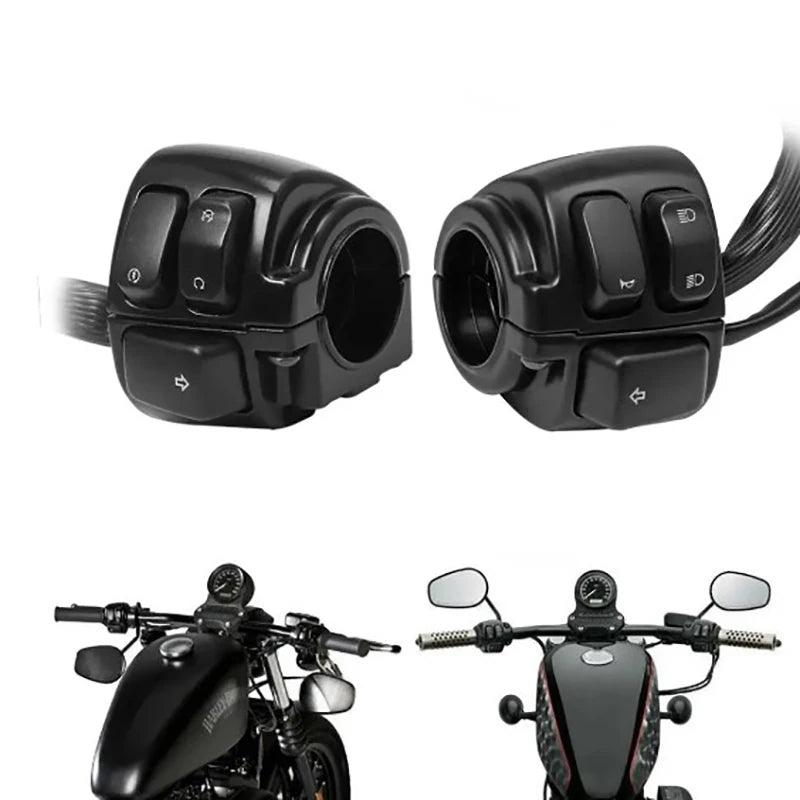 Motorcycle 1"25mm Handlebar Turn Signal Control Light Switch Black For Sportster XL 1200 883 Iron Dyna Softail FL V-Rod - RPM Rivals