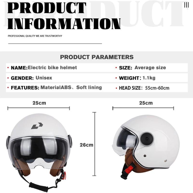 DOT Certified Vintage Open Helmet Motorcycle Open Face Helmet Retro 3/4 Helmet Cruise Casco Casque Moto Men Women