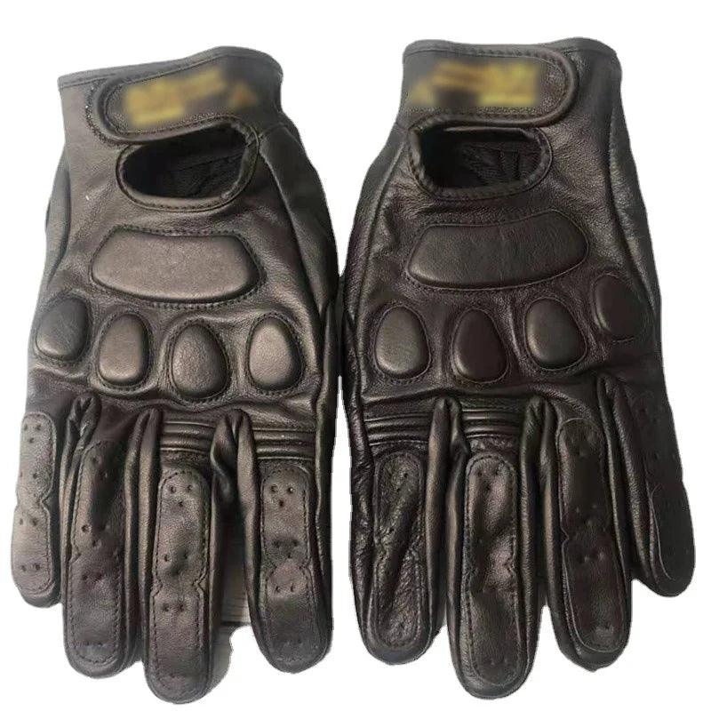 Retro Sheepskin Breathable Leather Motorcycle Gloves Racing Gloves Men's Motocross Winter&Summer Gloves Full/Half-finger Gloves - RPM Rivals