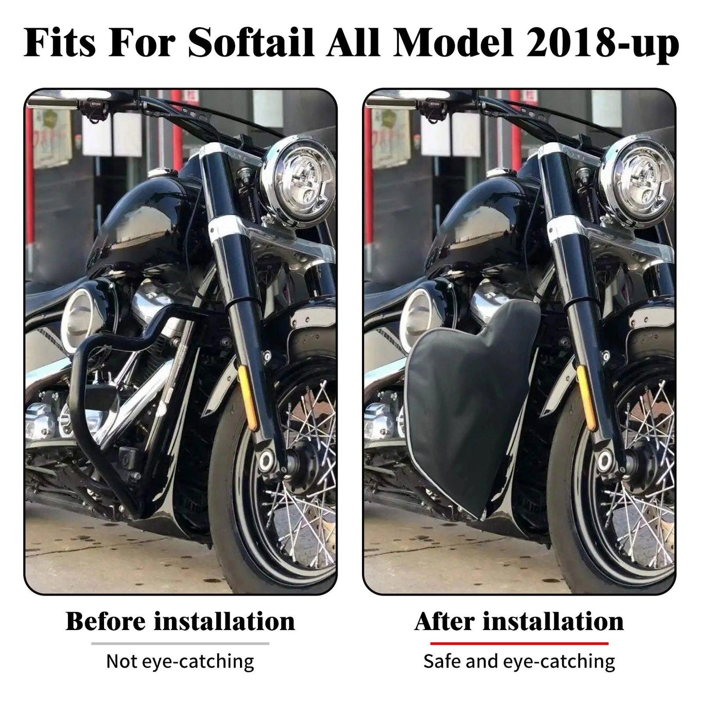 Motorcycle Leg Warmer Chaps Soft Lowers Engine Guard Bags Waterproof Black For Harley Softail Slim Fat Boy FXDB Breakout 2018-23 - RPM Rivals