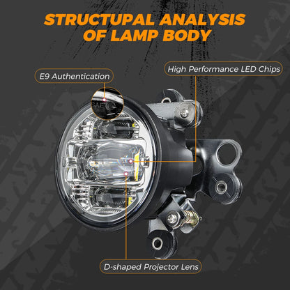 مصابيح ضباب E9 Mark لـ Honda GL1800 Gold Wing 2002-2017 LED IP67 Waterpr Spotlight Projector مصباح مرور مساعد مصباح أمامي 