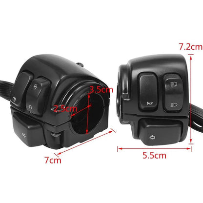 Motorcycle 1"25mm Handlebar Turn Signal Control Light Switch Black For Sportster XL 1200 883 Iron Dyna Softail FL V-Rod - RPM Rivals