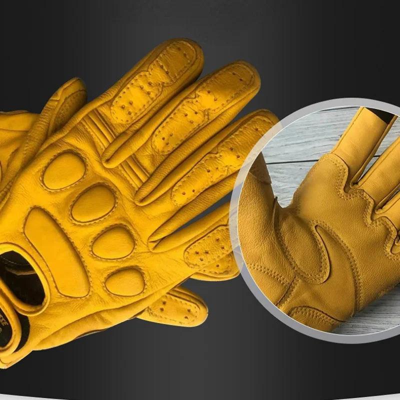 Retro Sheepskin Breathable Leather Motorcycle Gloves Racing Gloves Men's Motocross Winter&Summer Gloves Full/Half-finger Gloves - RPM Rivals