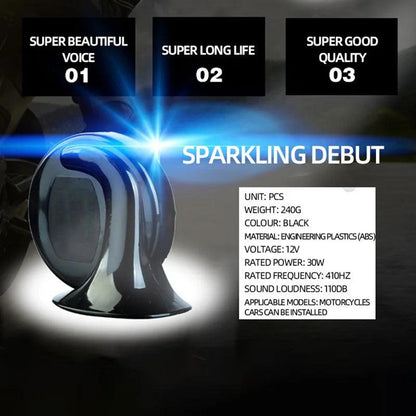 300DB 510HZ Motorcycle Horn snail style horn speaker 12v Supersound Boat Train horn signal horn Compressor Universal Waterproof