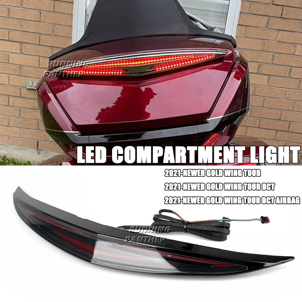 NEW For Honda Goldwing Gold Wing GL1800 GL 1800 2021 2022 2023 Motorcycle ABS Trunk Spoiler LED Red Rear Brake Light Turn Signal