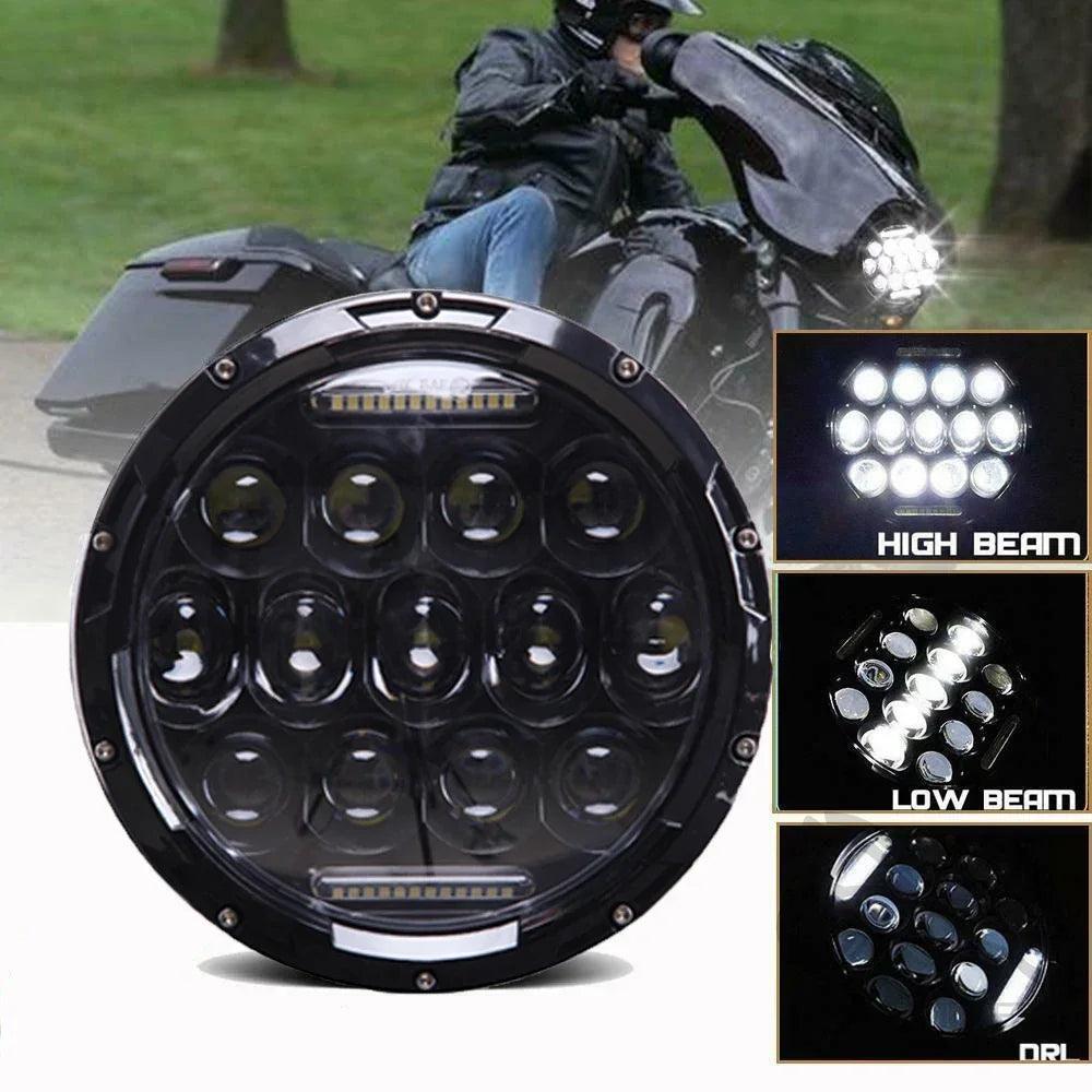 7" inch Motorcycle Headlight Round LED Projector For harley Cafe Racer Softai Fat Touring Electra Road King Street Glide - RPM Rivals