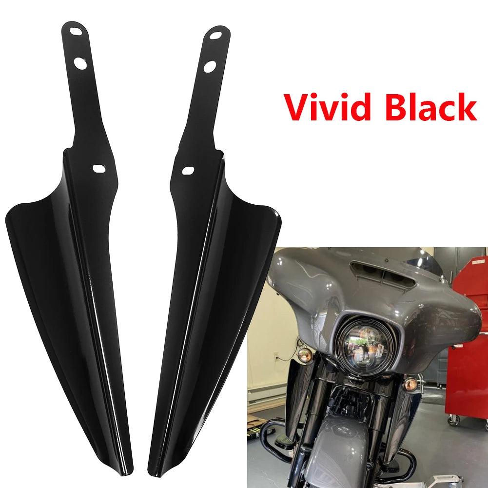 Motorcycle Vivid Black Front Fork Mount Wind Deflectors Fairing For Harley Touring Road King Street Electra Glide FLHR 1995-2021 - RPM Rivals