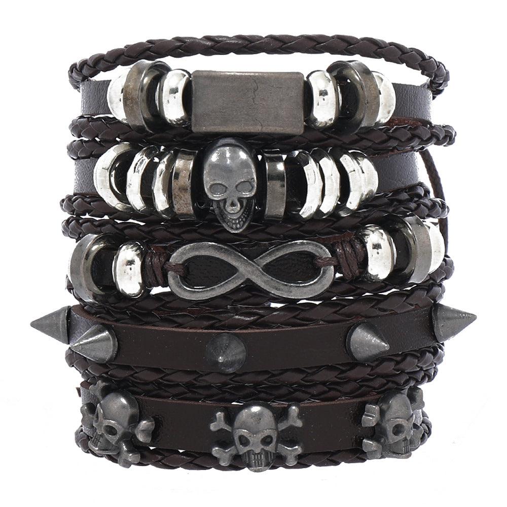 Skull 8-word Alloy Accessories Five-piece Cowhide - RPM Rivals